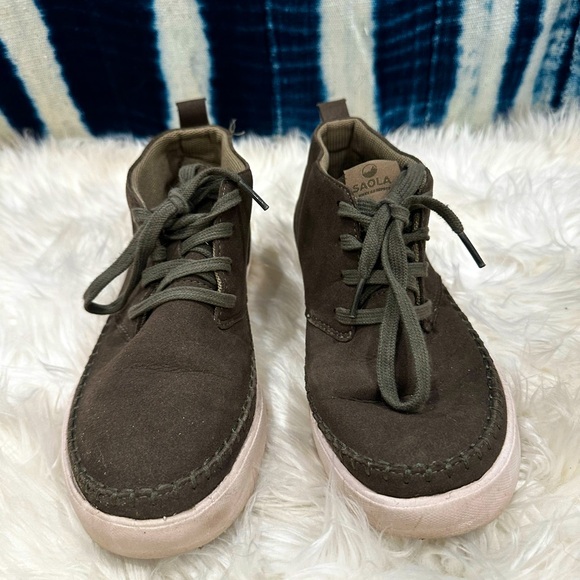 Saola Olive Green Vegan Ankle Boots - Picture 1 of 5